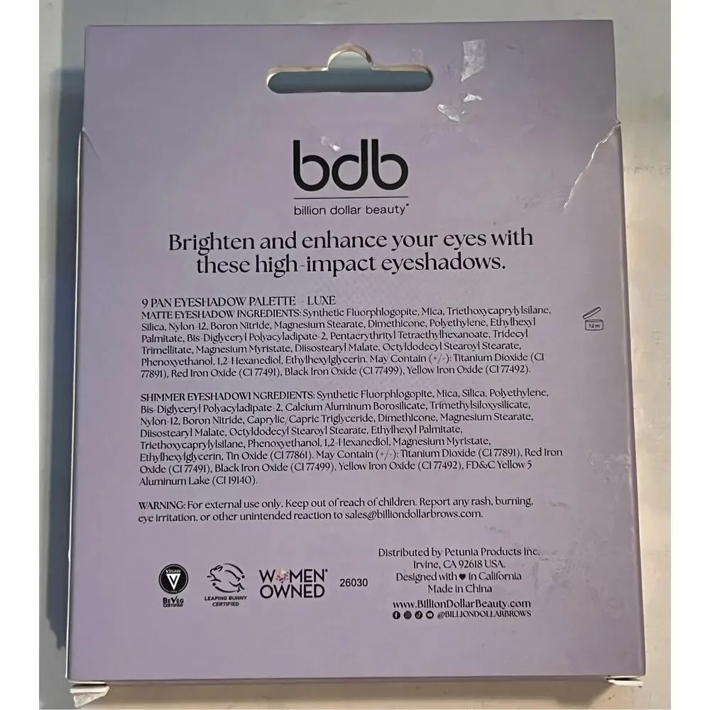 NWOT Billion Dollar Beauty Eyeshadow Luxe